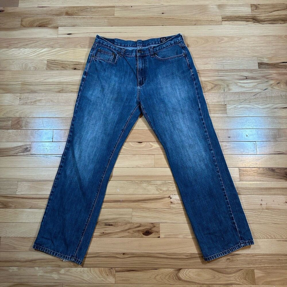 Chaps Straight Fit Dark Wash Denim Mens Blue Jeans 34x30